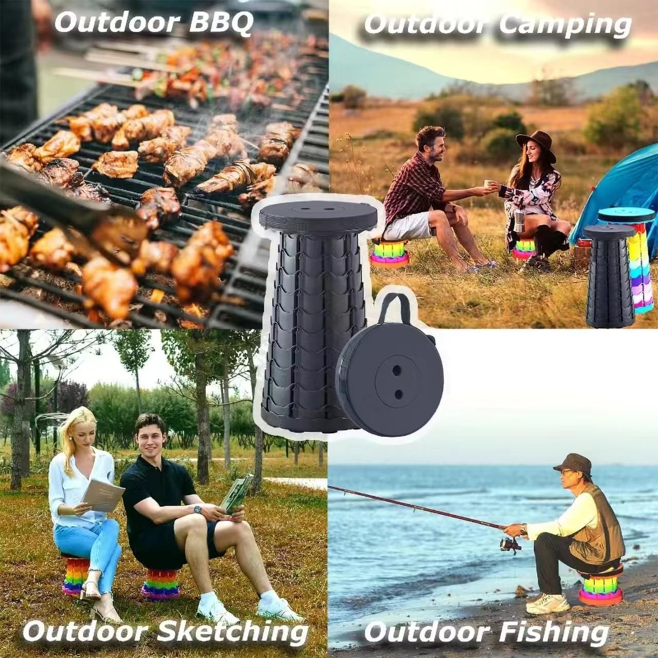 Rainbow Telescopic Stool Outdoor Portable Chair