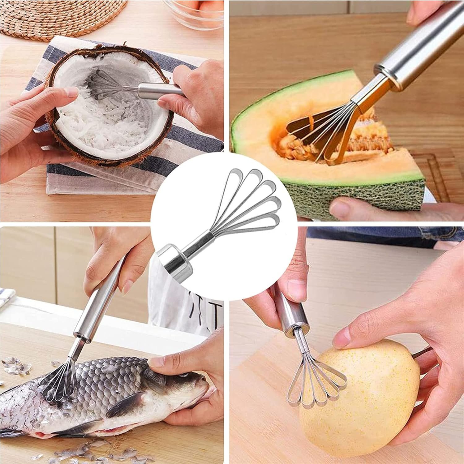 Stainless Steel Fruit, Fish, Skin & Coconut Scraping Scales Peeler