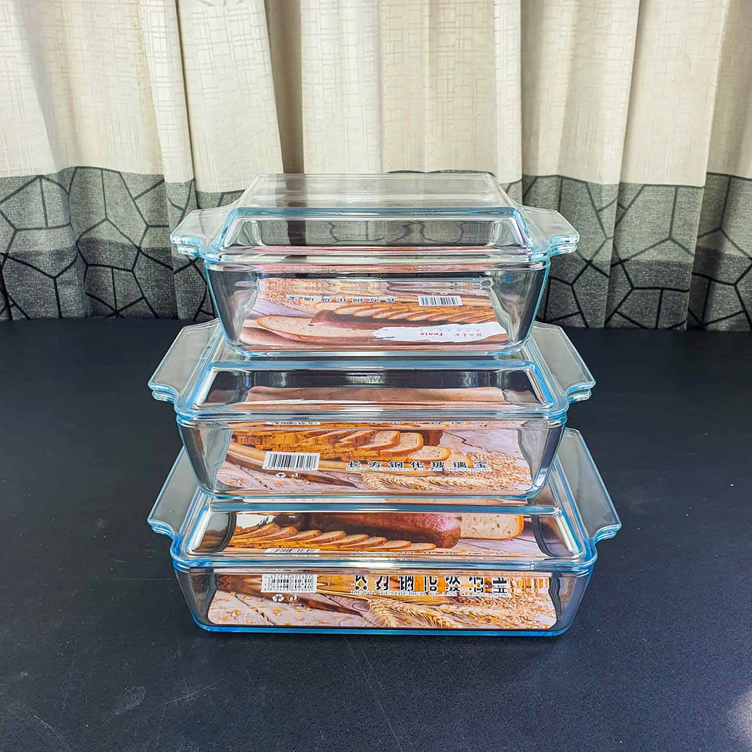 3pcs Rectangular Serving Dish with Lid