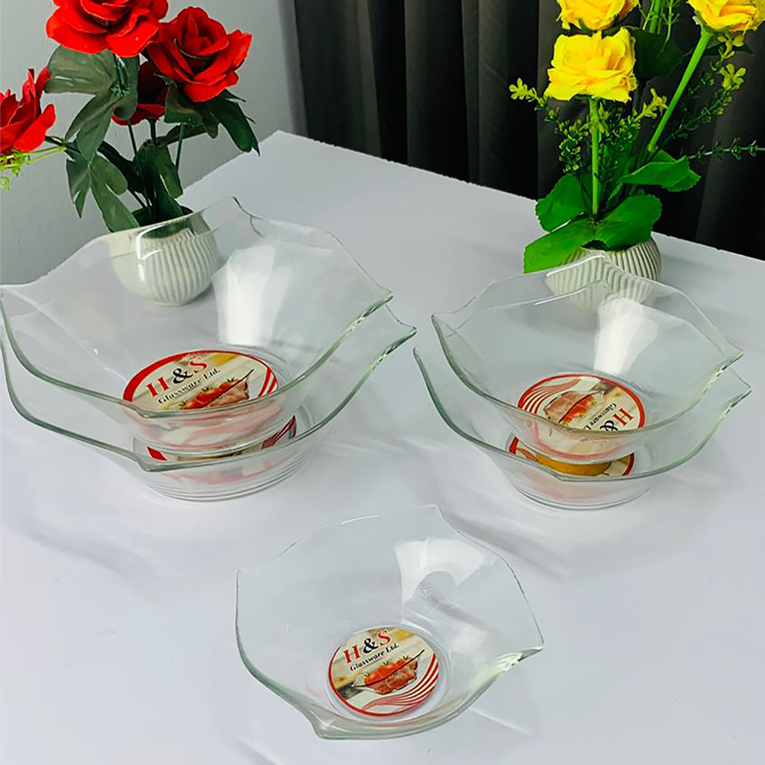 5 pic  glass sarving bowl HS