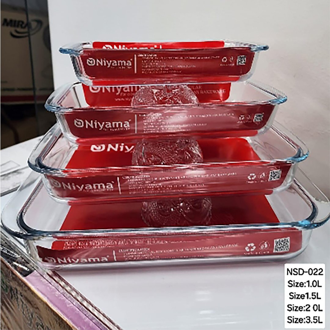 Niyama  4 Pcs Tempered Glass Rectangular Shaped Serving Bowls Set NSD-022