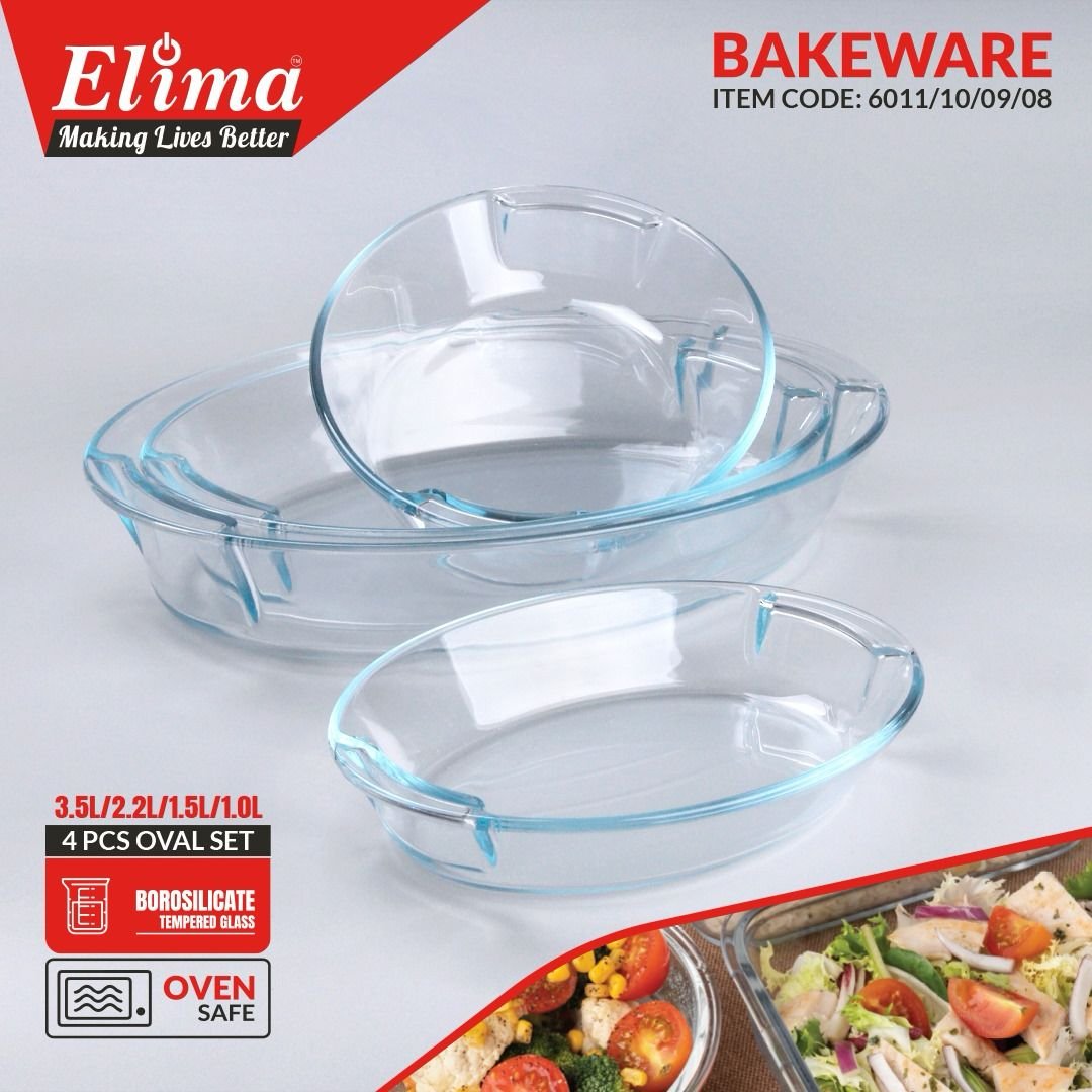 4 Pcs Oven Proof Glass Serving Dish Set / Bati Set