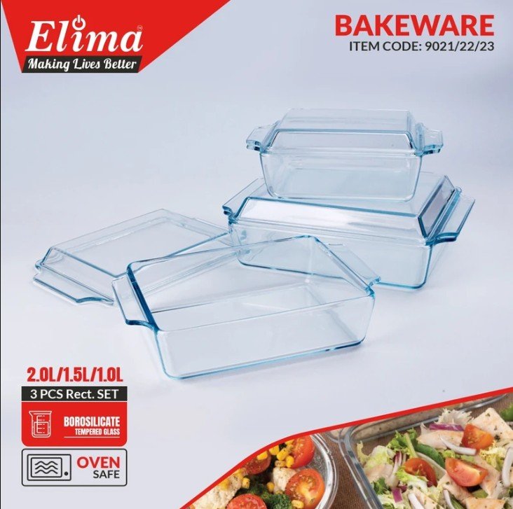3pcs Rectangular serving dish with lid
